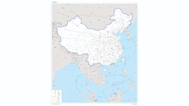 Peta baru China yang diprotes beberapa negara karena mengklaim sejumlah wilayah sengketa. Foto: Dok. Kementerian Sumber Daya Alam China